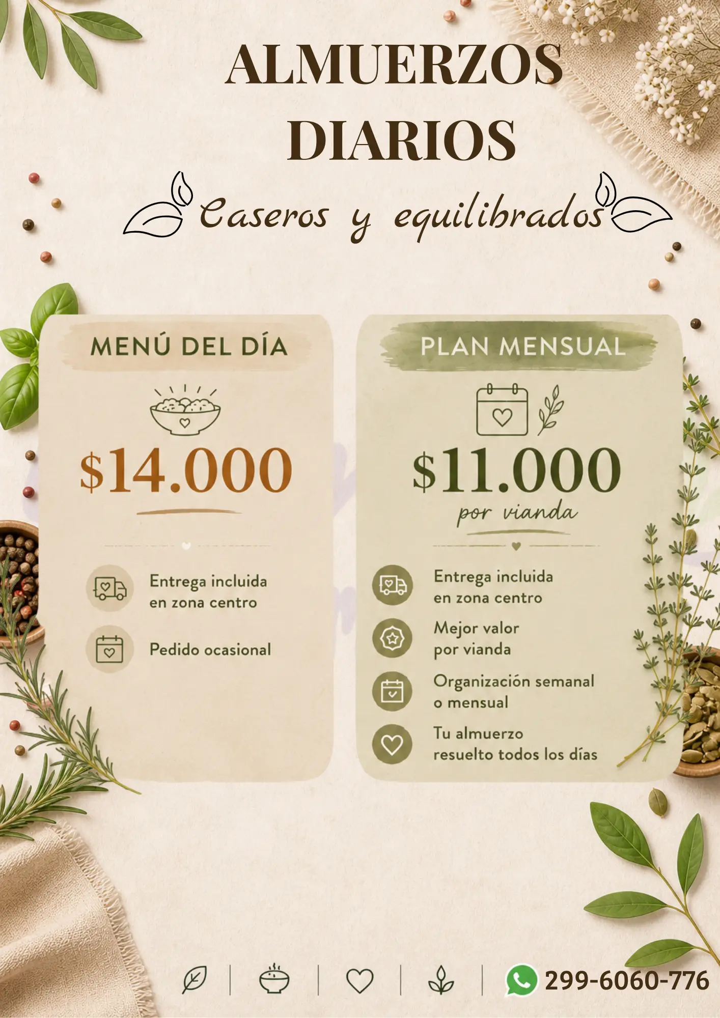 Menú diario ampliado
